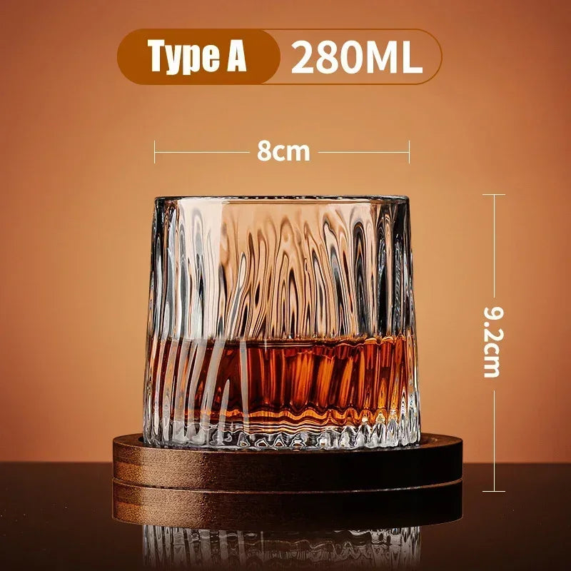 Crystal Tumbler Whiskey Glass With Base Rotating Spinning