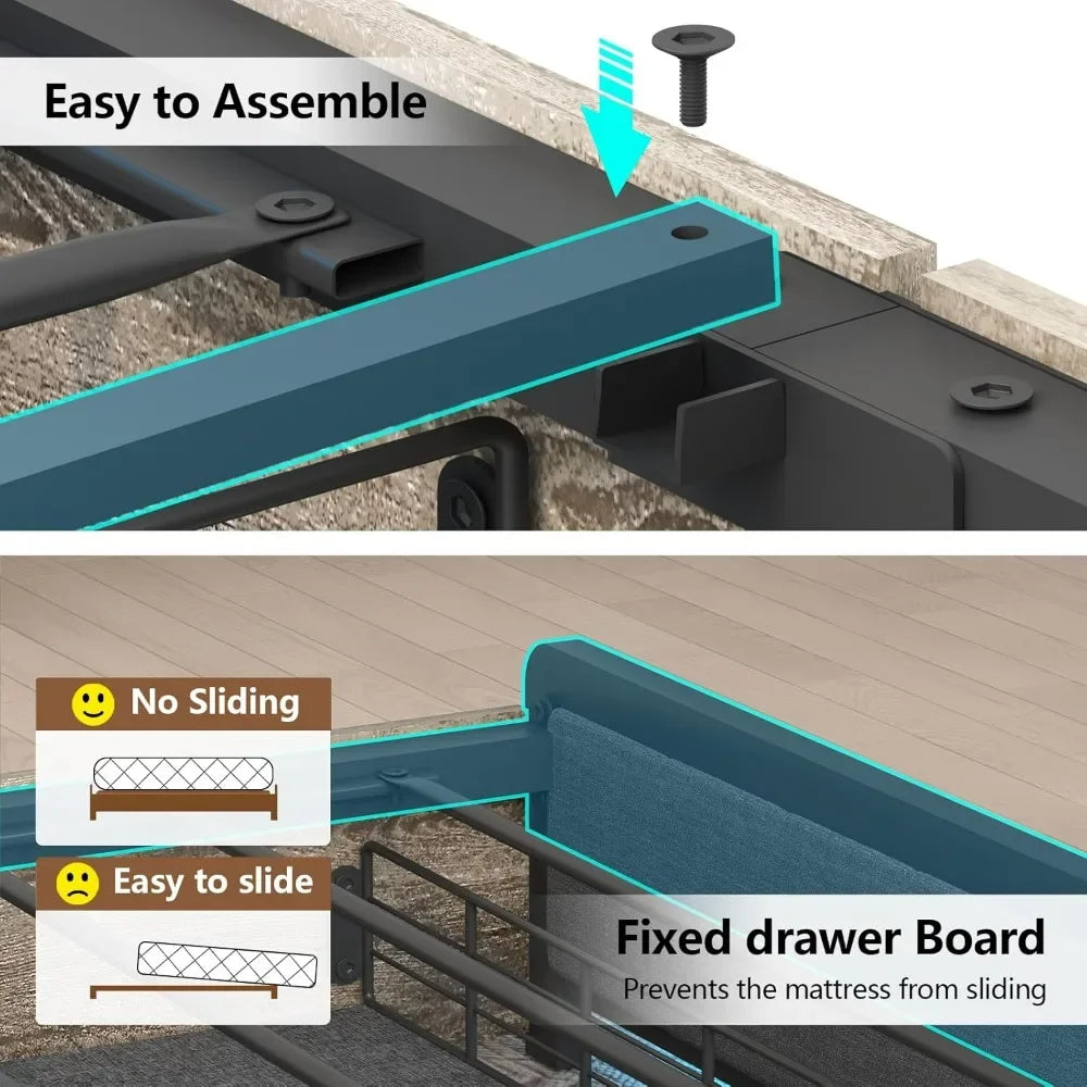 Your Charmed Home Store Bed Frame With Storage USB LED