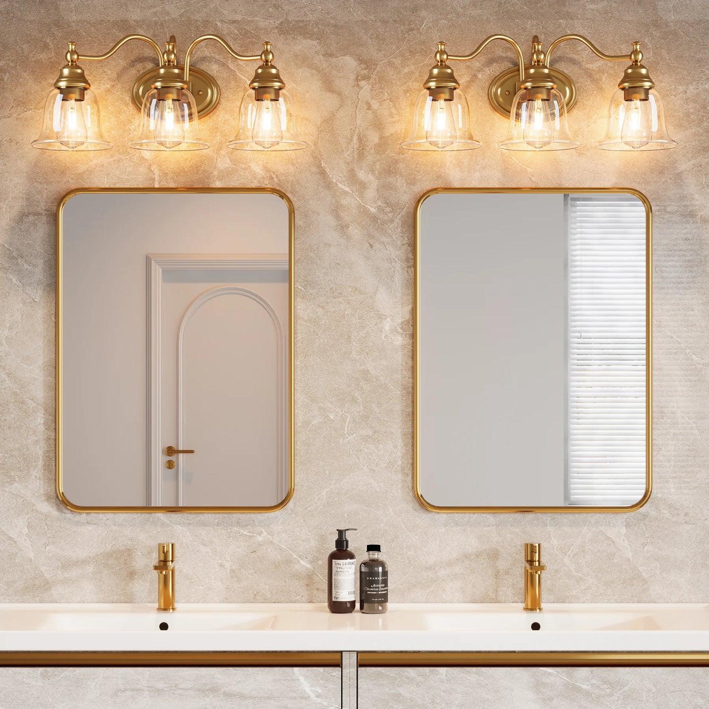 Tribesigns 3 Light Vanity Bathroom Wall Sconce Clear Glass Shades