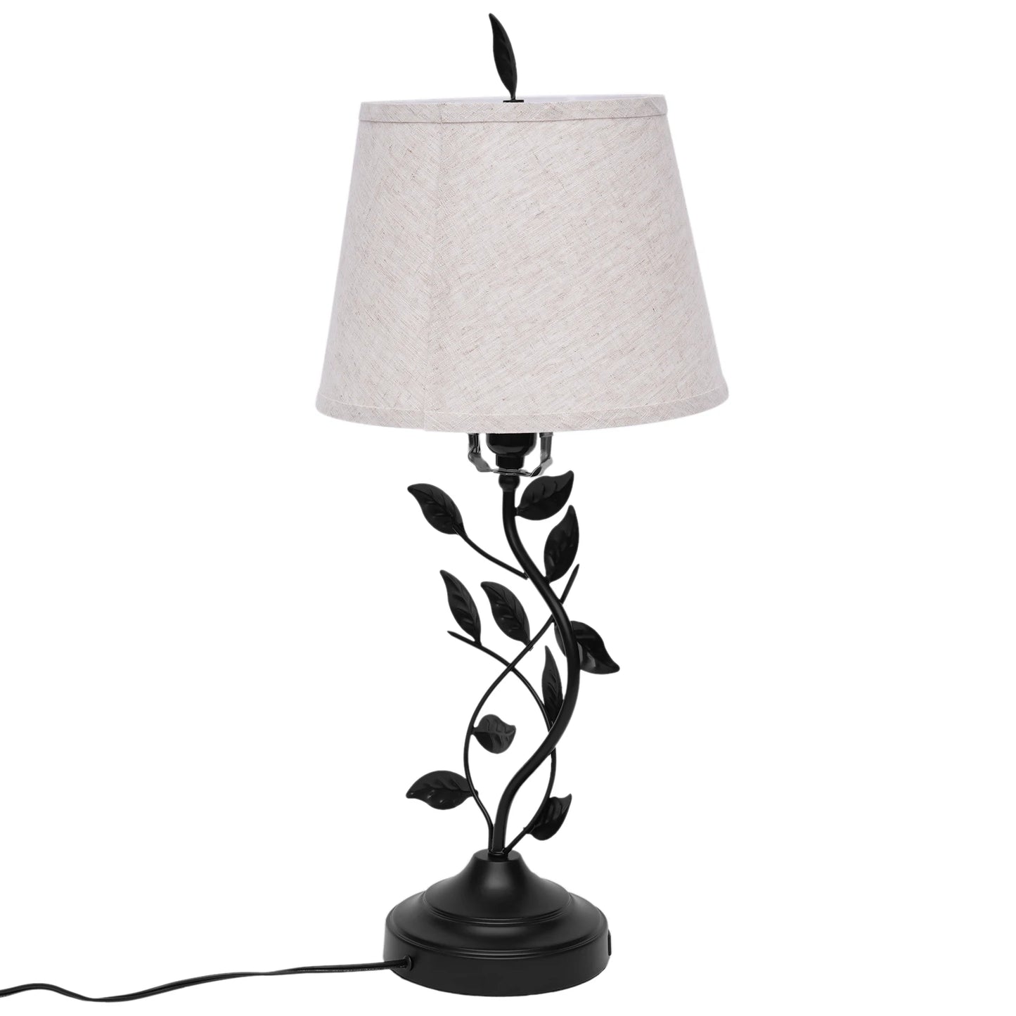 Table Lamp Iron And Linen With Dual USB Ports Soft Light For Nursery