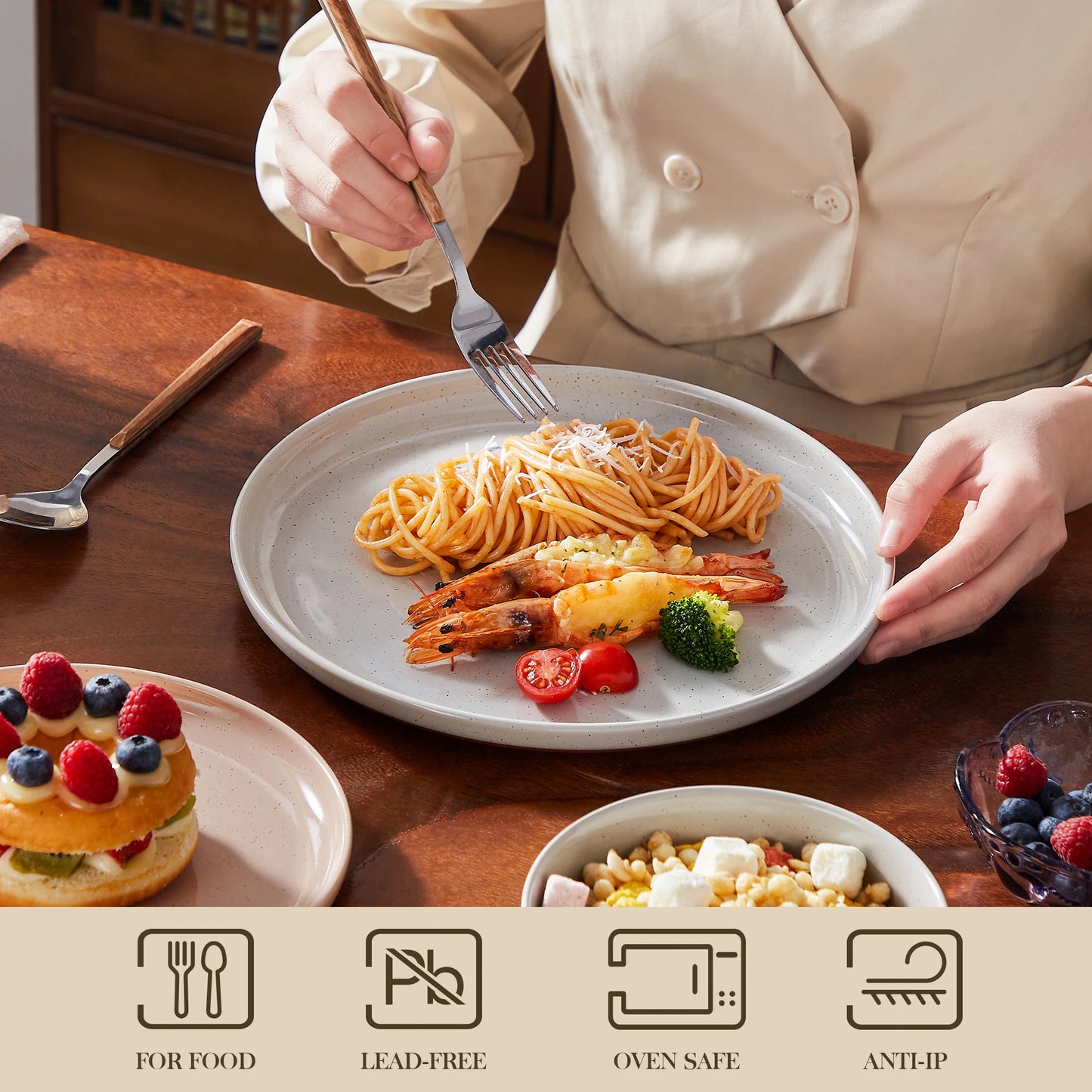 Malacasa Tara Stoneware Dinnerware Set Plates Bowls