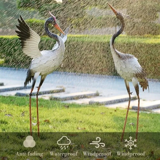 SHXI Outdoor Metal Crane Garden Statue Yard Art Heron Decor