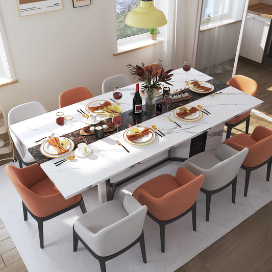 QiaoShiRenFinishes Rectangular Dining Table for 8 People