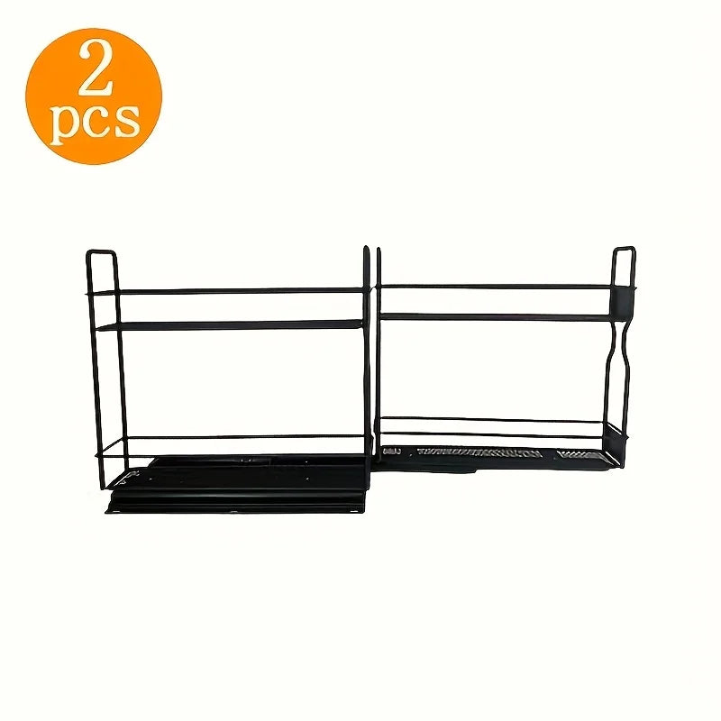 2-piece pull-out cabinet organizer | 5.2 inches x 10.51 inches x 10 inches, equipped with labels, to hold spice jars