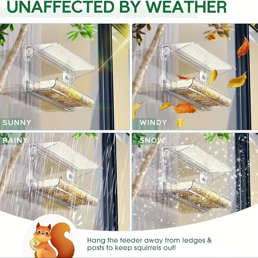 Feature Indestructible Window Bird Feeder Removable Tray