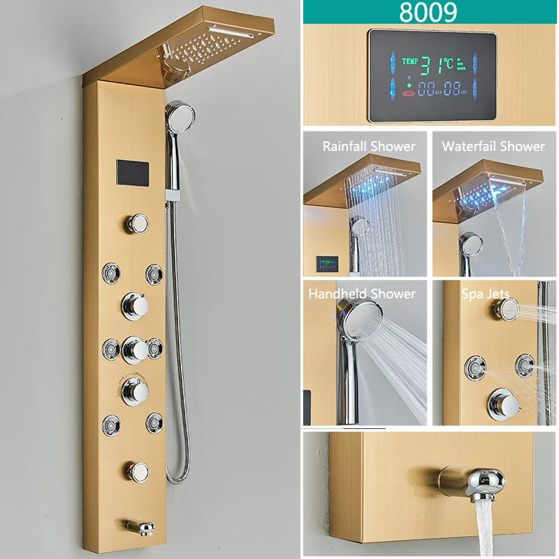 Wanmivezlo LED Bath Shower Faucet Panel System Temperature