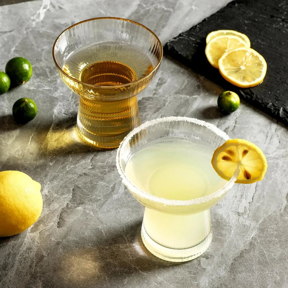 Stemless Margarita Glasses Set Of 4 Hand Blown Glassware