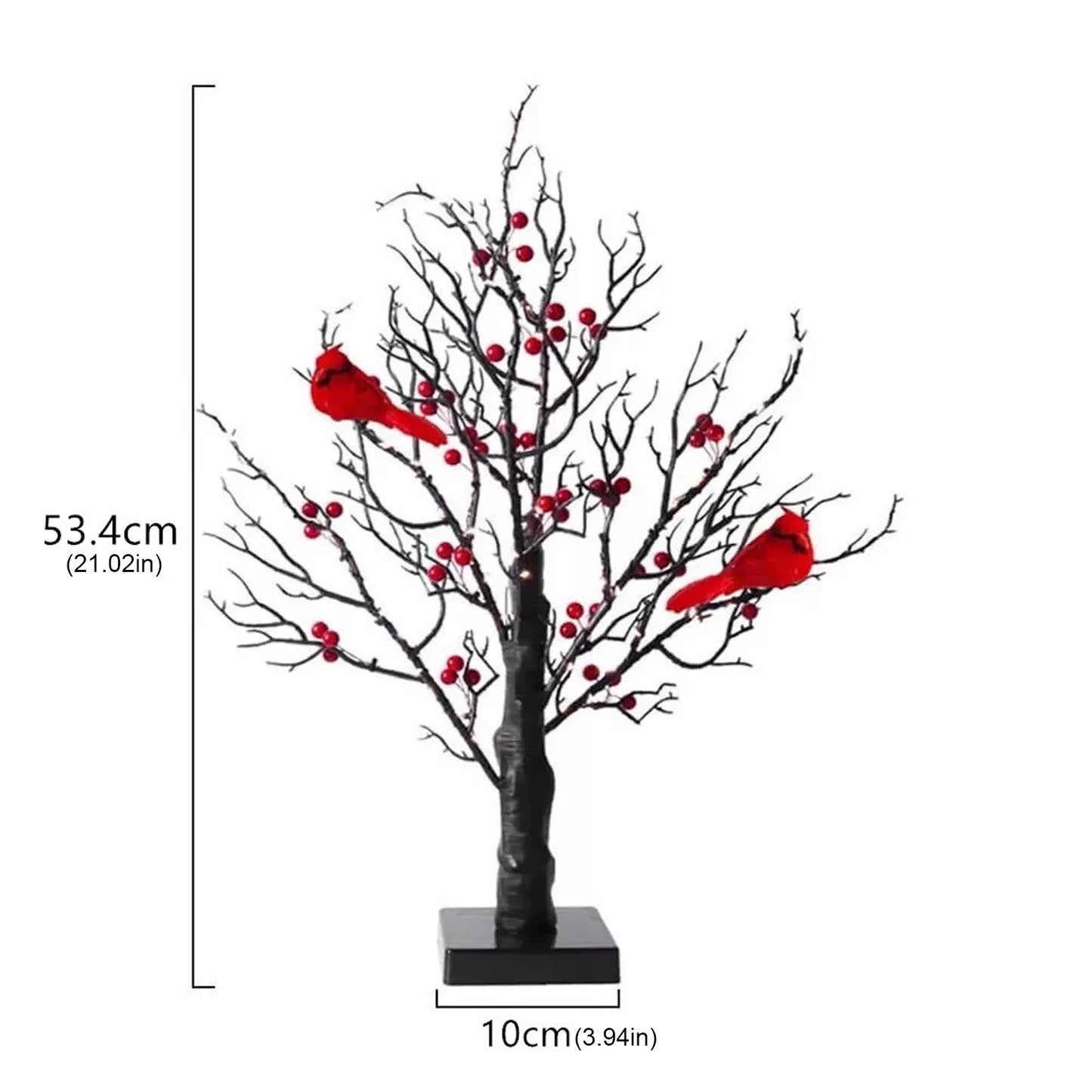 VKTECH Vintage Glowing Cardinals LED Tree Centerpiece