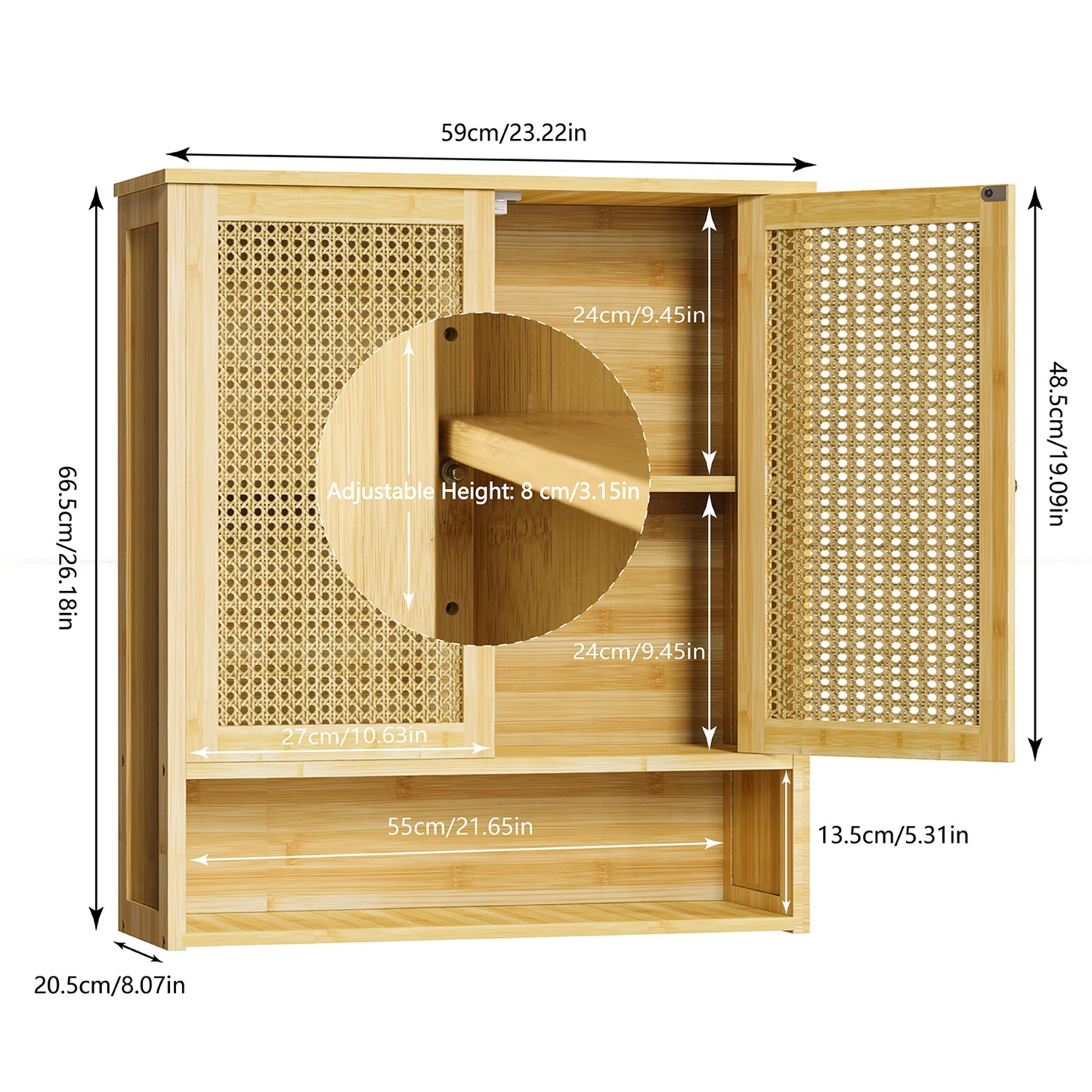 WisforFininsh Bathroom Wall Mounted Bamboo Medicine Cabinet