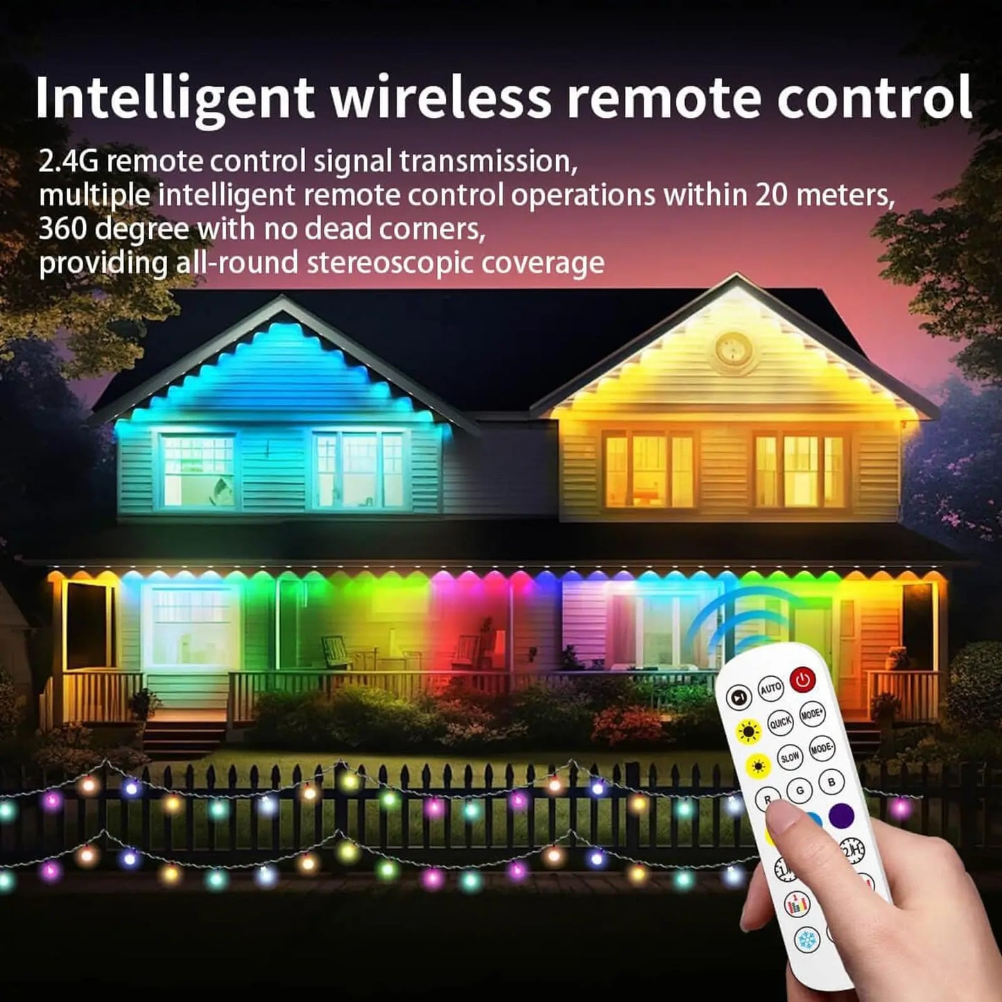 MIMIRGB Outdoor RGB Waterproof Eaves String Lights Holidays