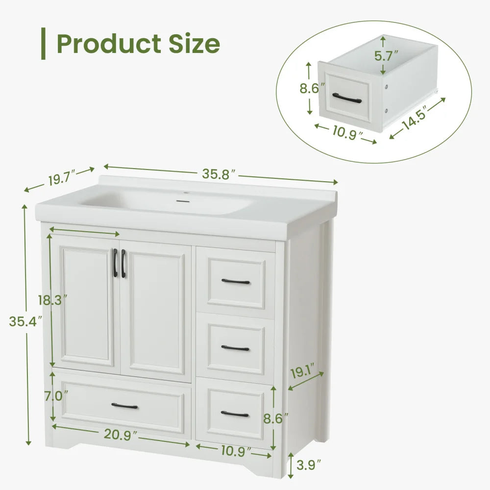 LWOH Bathroom Vanity With Double Doors And Drawers