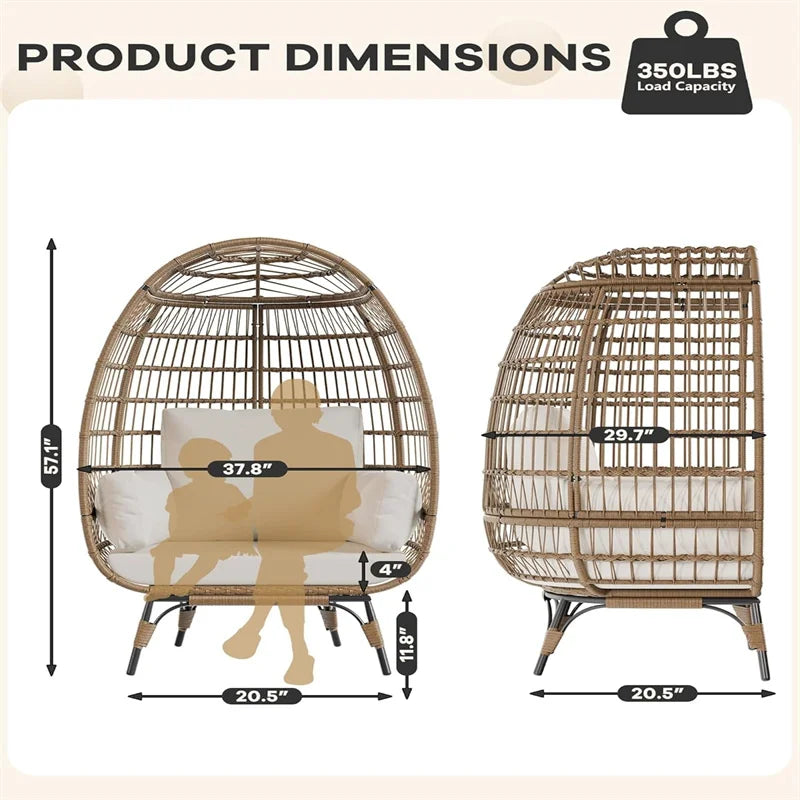 Oversized Wicker Egg Chair Outdoor Cushions With Frame