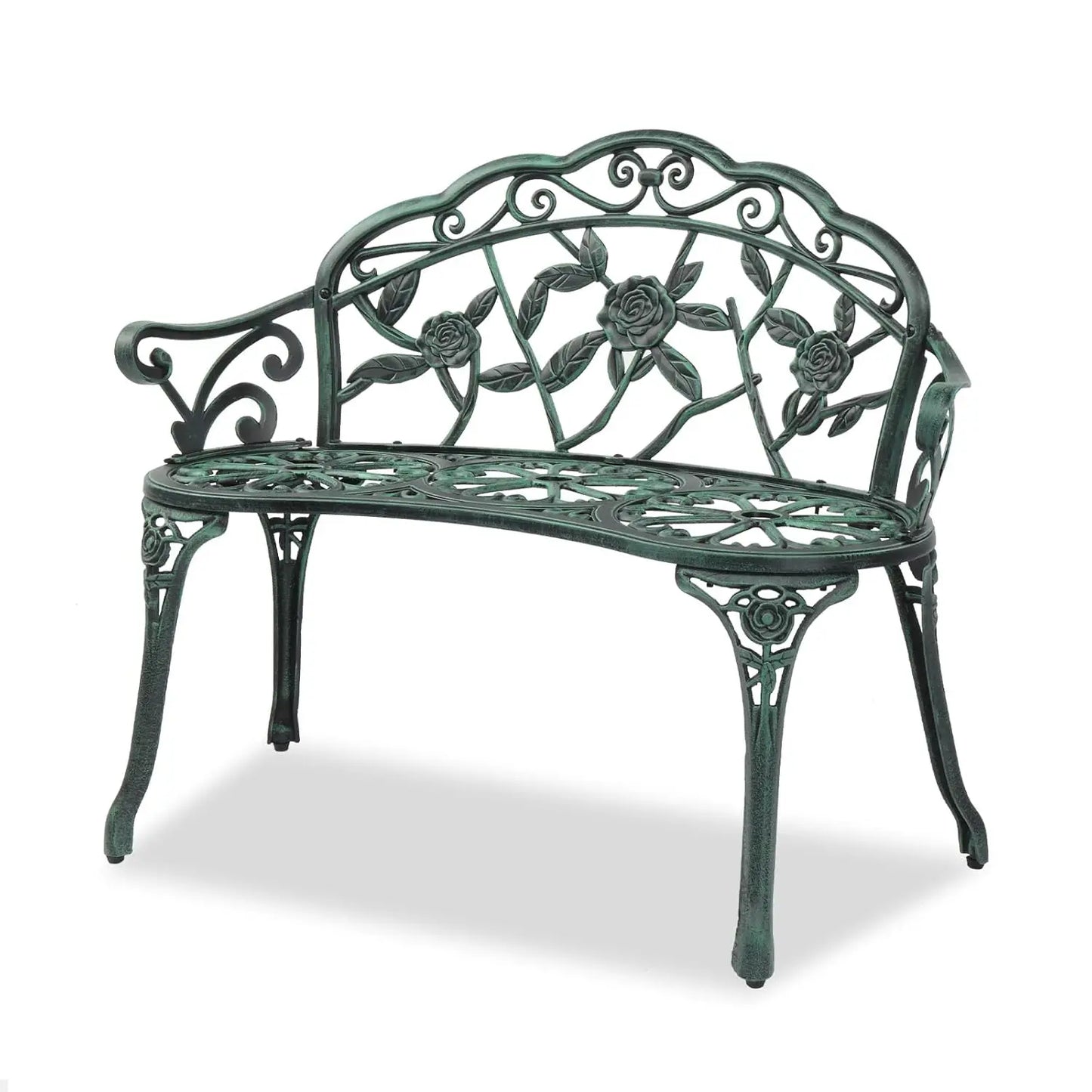 Antique Style Garden Rose Bench Cast Iron With Aluminum Frame