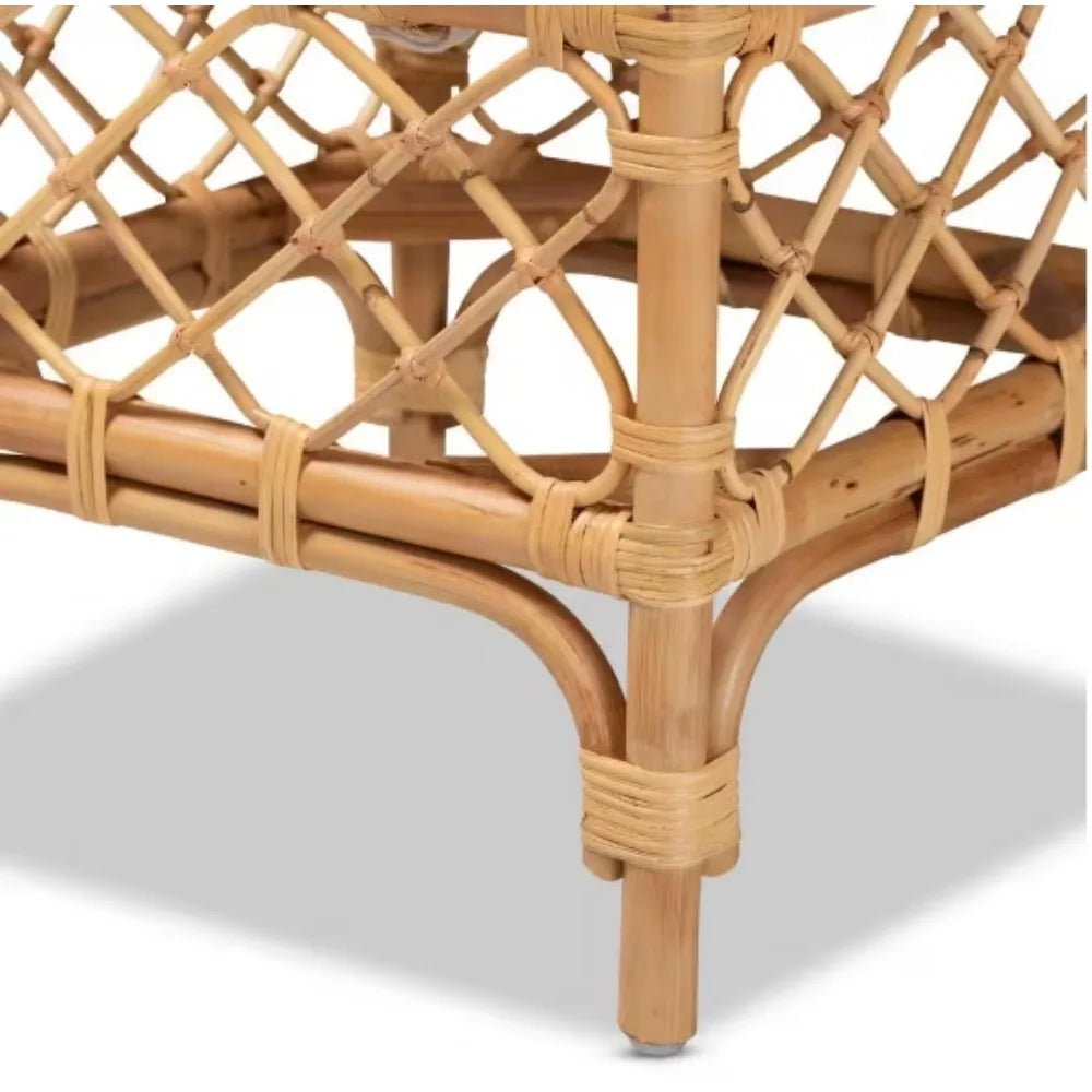 Orchard Natural Rattan Ottoman For Patio And Indoor