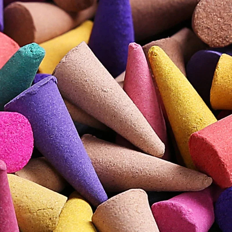 60Pcs Mixed Scented Incense Cones Waterfall Backflow Aromatherapy Anxiety Relief
