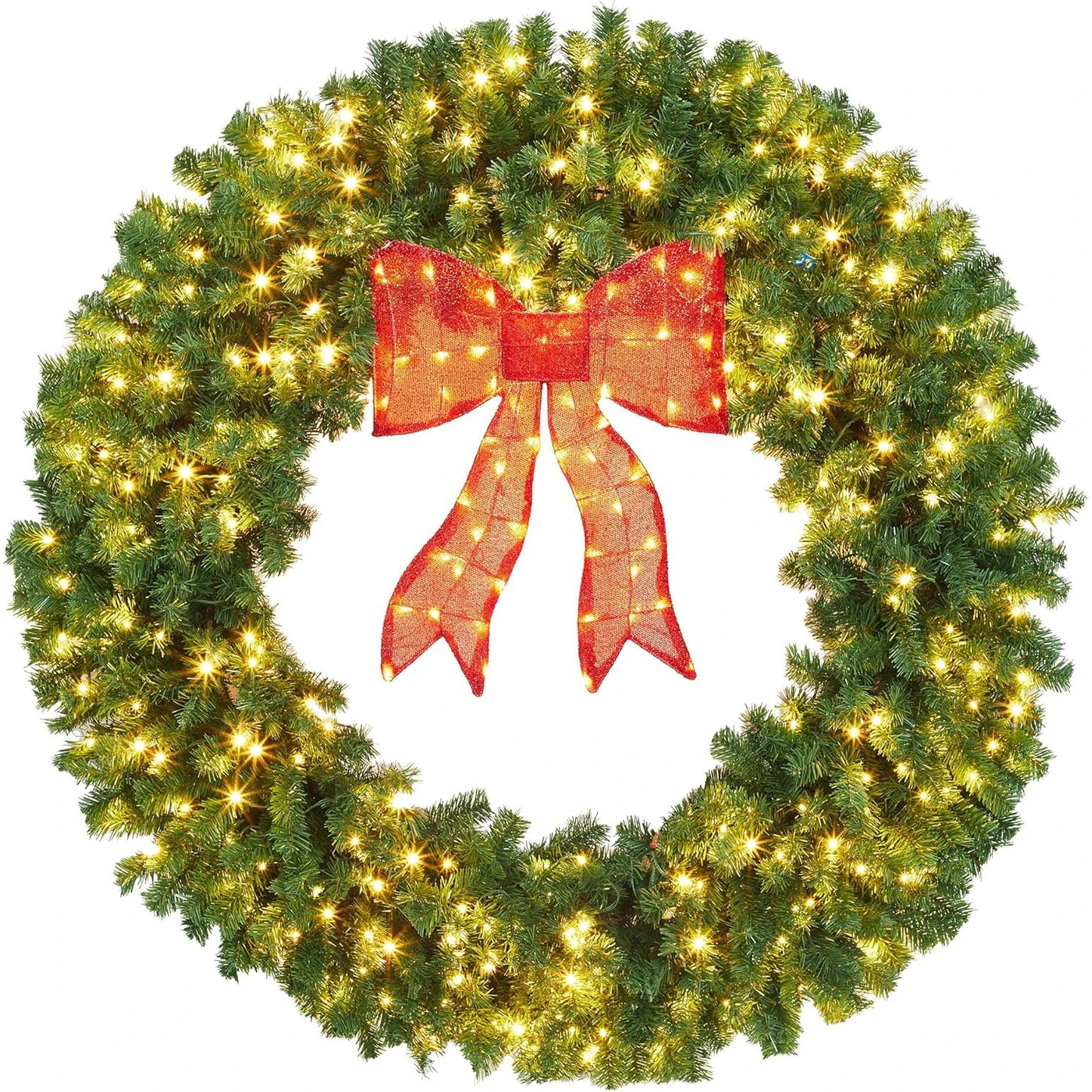Guangdong Artificial Christmas Wreath With Bow Pre Lit LED