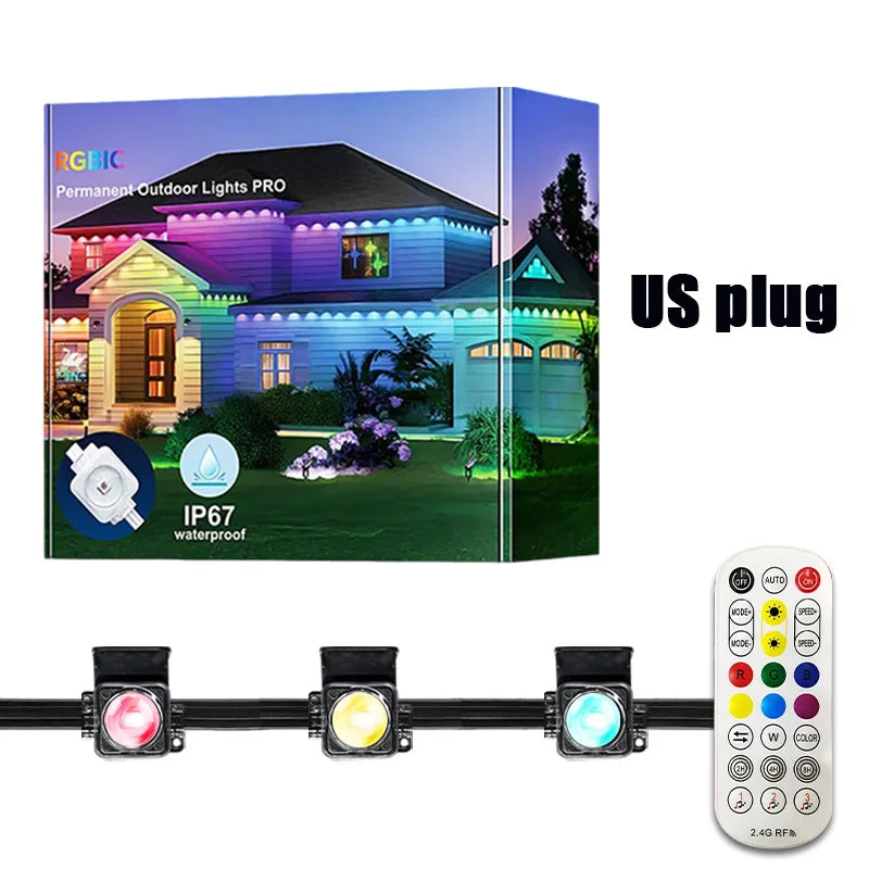MIMIRGB Outdoor RGB Waterproof Eaves String Lights Holidays