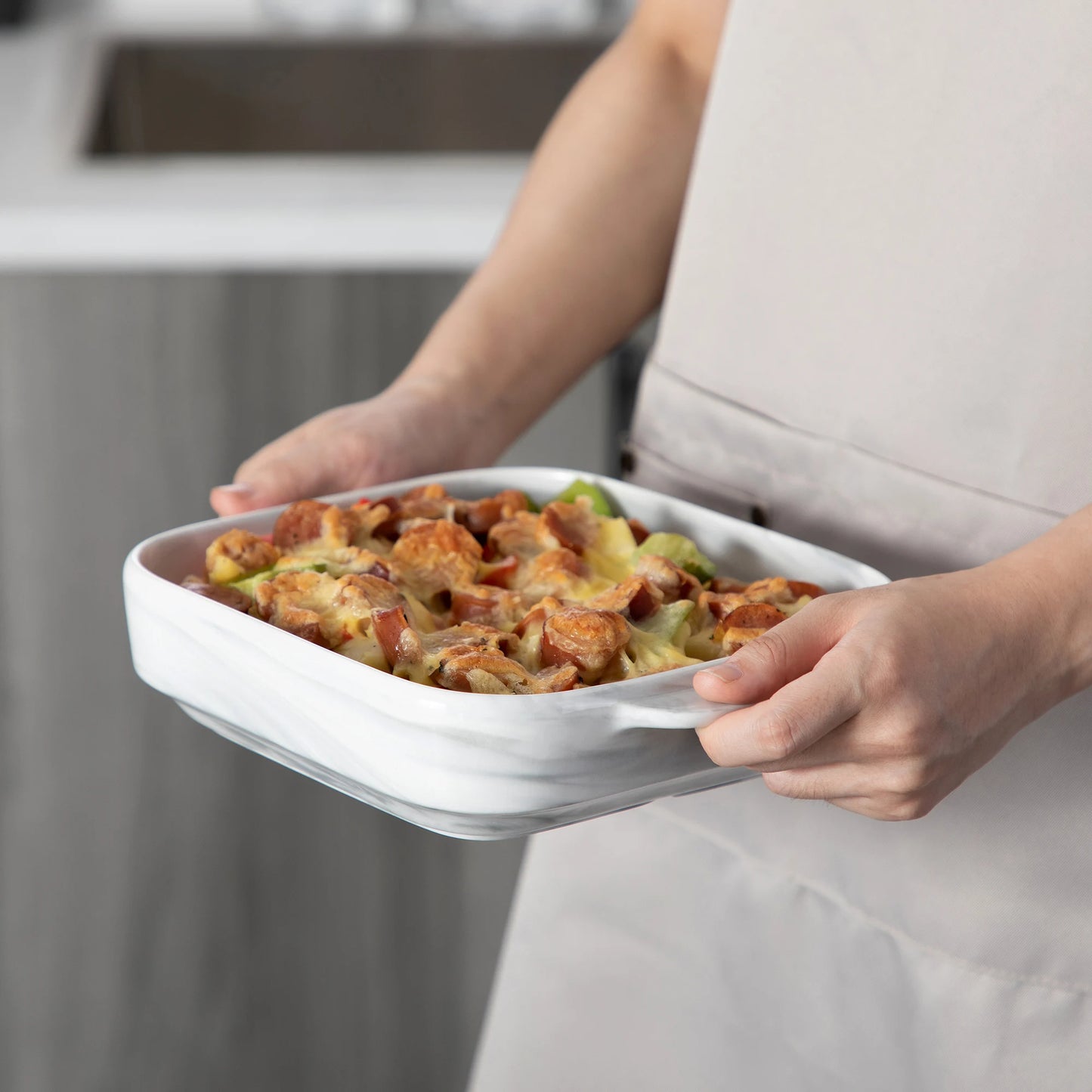 Ceramic Bake Pan Set With Handles 1500ML Oven Safe