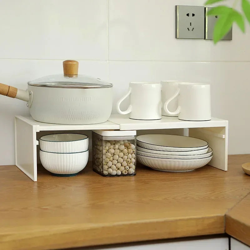 Kitchen Cupboard Organizer Retractable Cabinet Shelf For Spices And Bottles