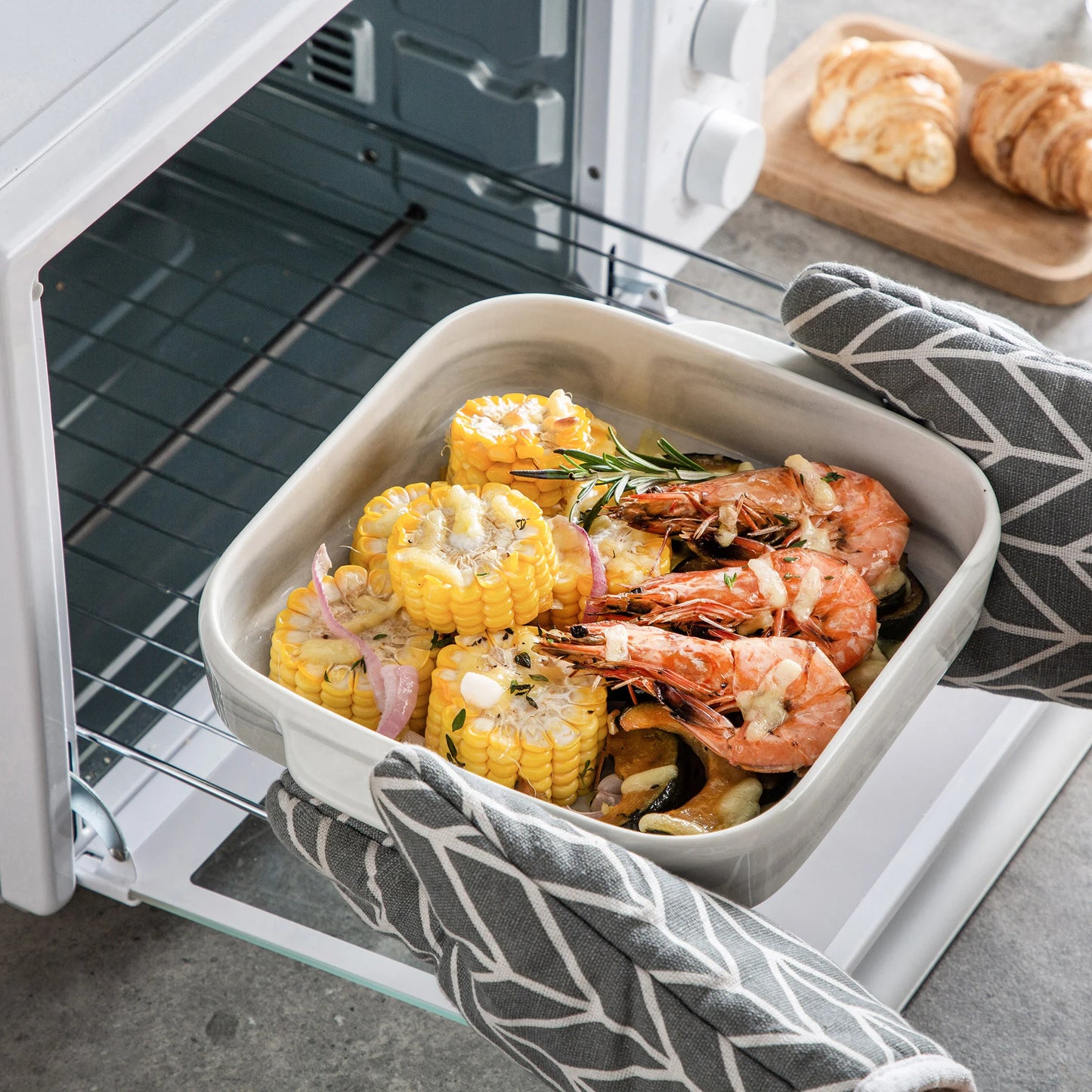 Ceramic Bake Pan Set With Handles 1500ML Oven Safe