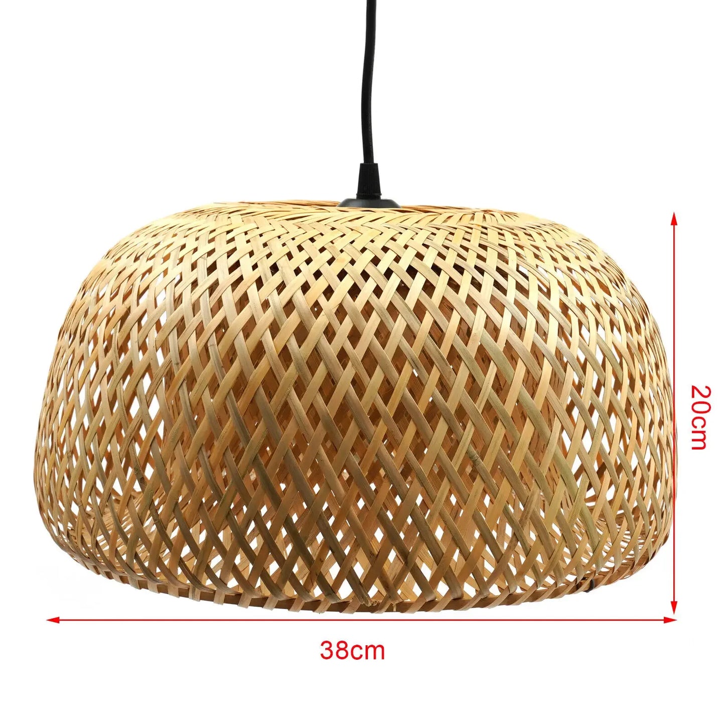 Bamboo Wicker Rattan Pendant Light E27 Ceiling Hanging Lamp Dimmable