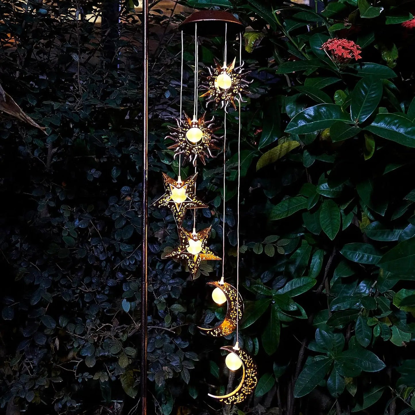 Hign Concerned Solar Wind Chimes Sun Moon Star Lights Garden