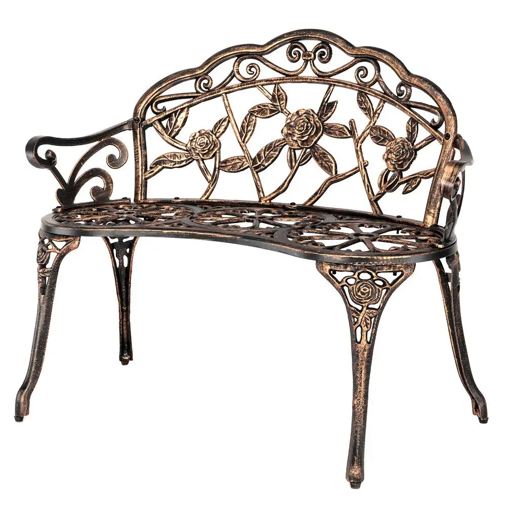 Antique Style Garden Rose Bench Cast Iron With Aluminum Frame