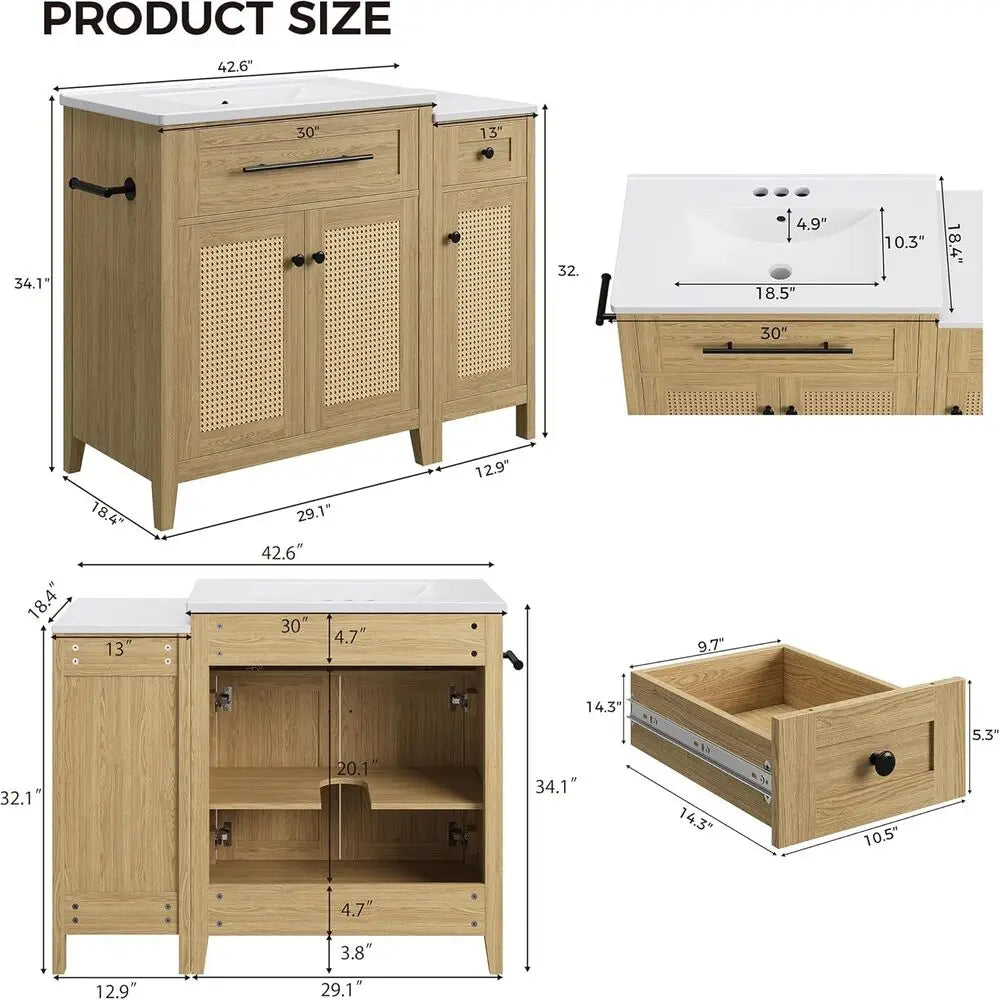 IRONCK Freestanding Vanity With Storage Cabinet And Sink