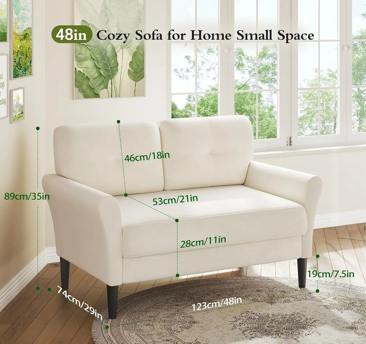 ZUIJI Velvet Sofa Loveseat Modern Couch For Living Room